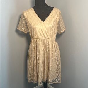 Lydia Love Mocha Lace Mini Dress size large NWT